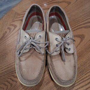 Mens Sperry Top - Spider Leather Loafers Size 10 Tan
